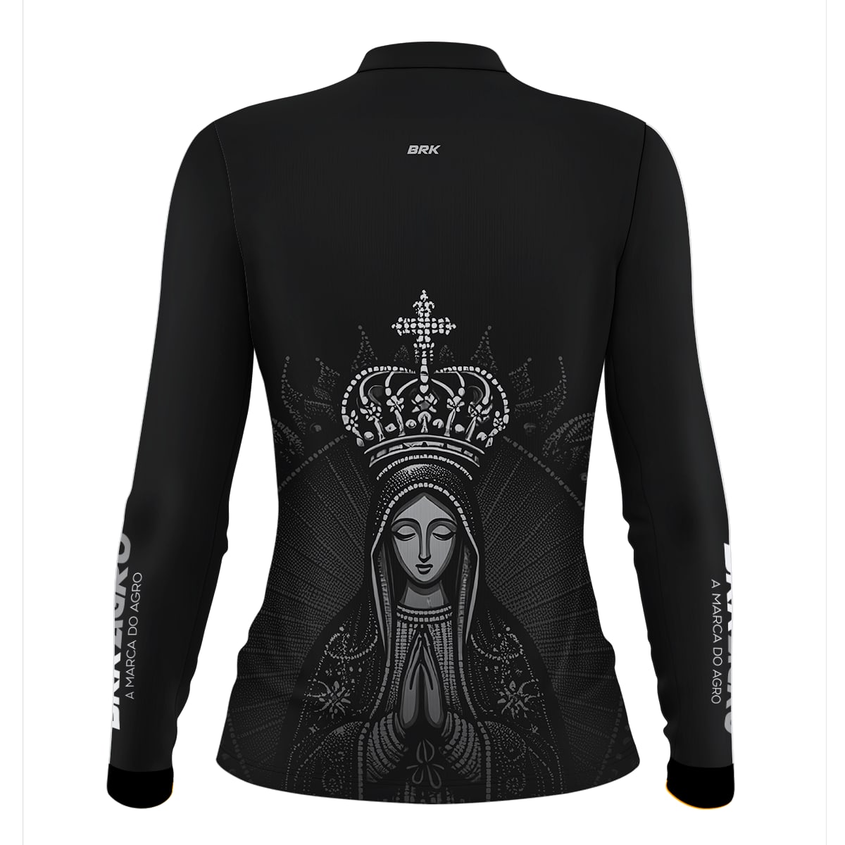 Camisa Feminina Agro Brk Feminina Preta Nossa Senhora com Proteção Solar UV50+ - Brk Agro