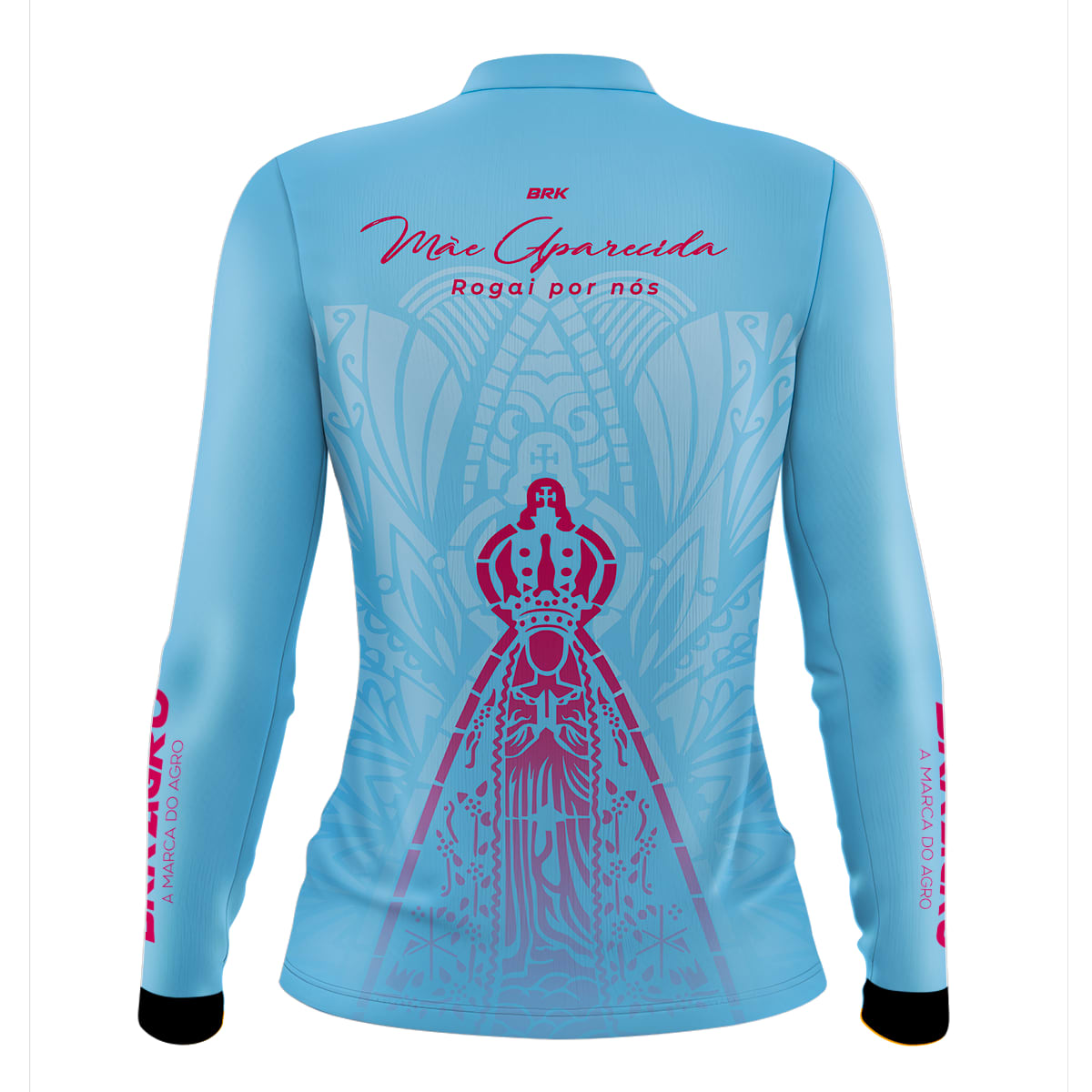 Camisa Agro Brk Feminina Mãe Aparecida Azul Clara com Proteção Solar UV50+ - Brk Agro