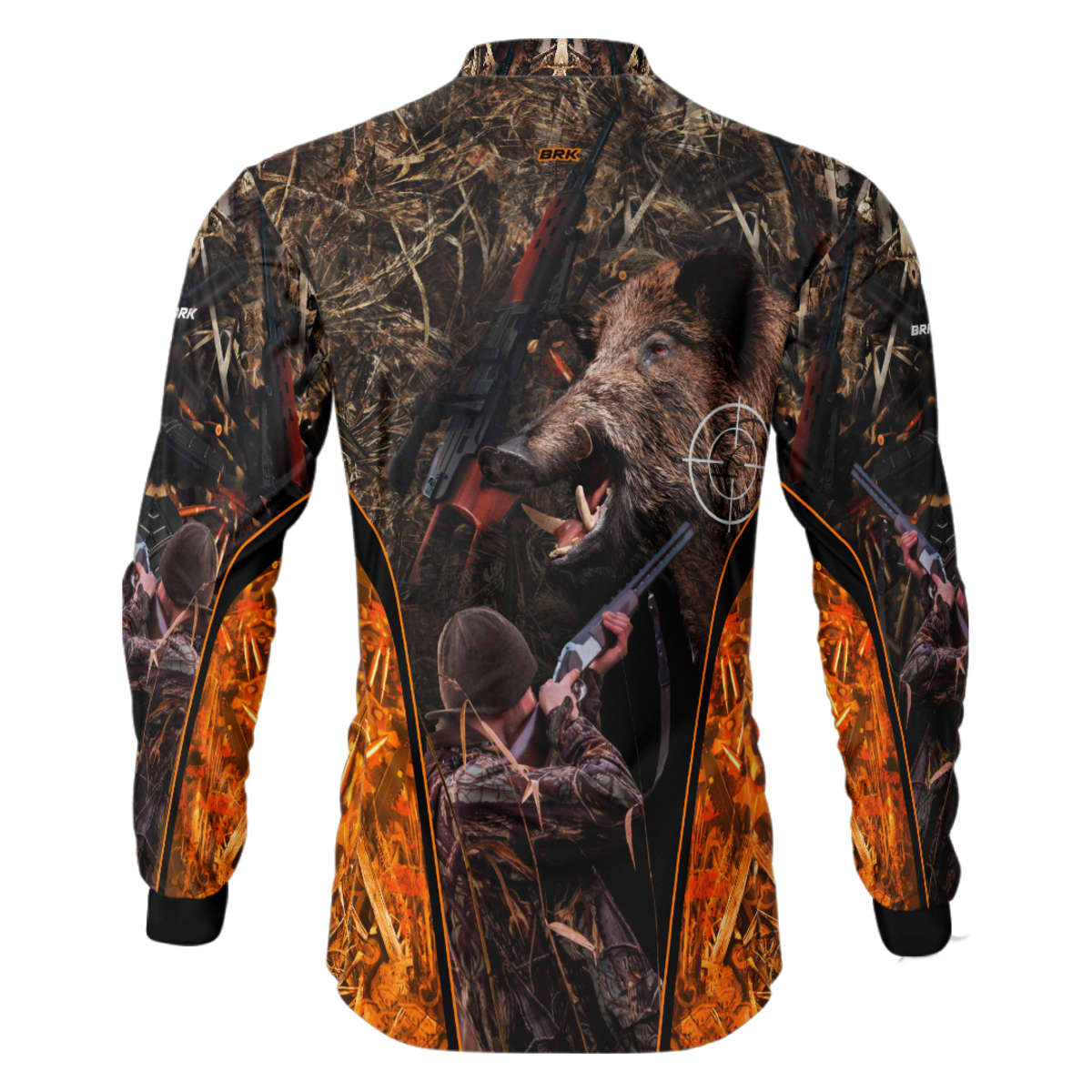 Camisa Agro Brk Camuflado Laranja Javali com Proteção Solar UV50+ - Brk Agro