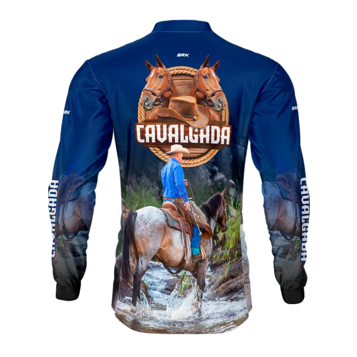 Camisa Agro Brk Cavalgada Azul com Proteção Solar UV50+ - Brk Agro