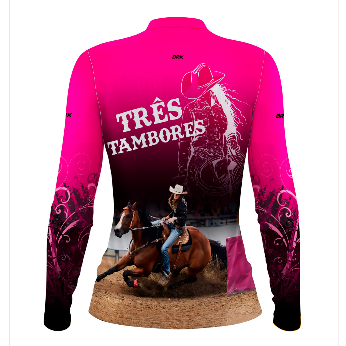 Camisa Agro Brk Feminina Campeã dos Três Tambores Rosa UV50+ - BRK AGRO