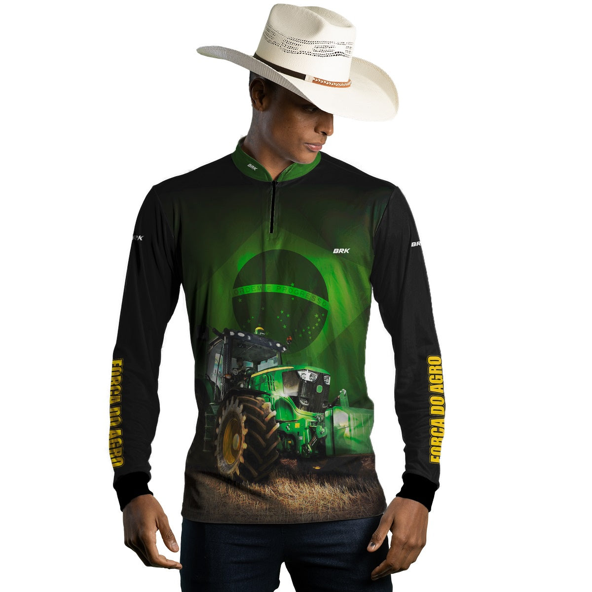 Camisa Agro Brk Trator Verde Brasil com Proteção UV50+ - Brk Agro