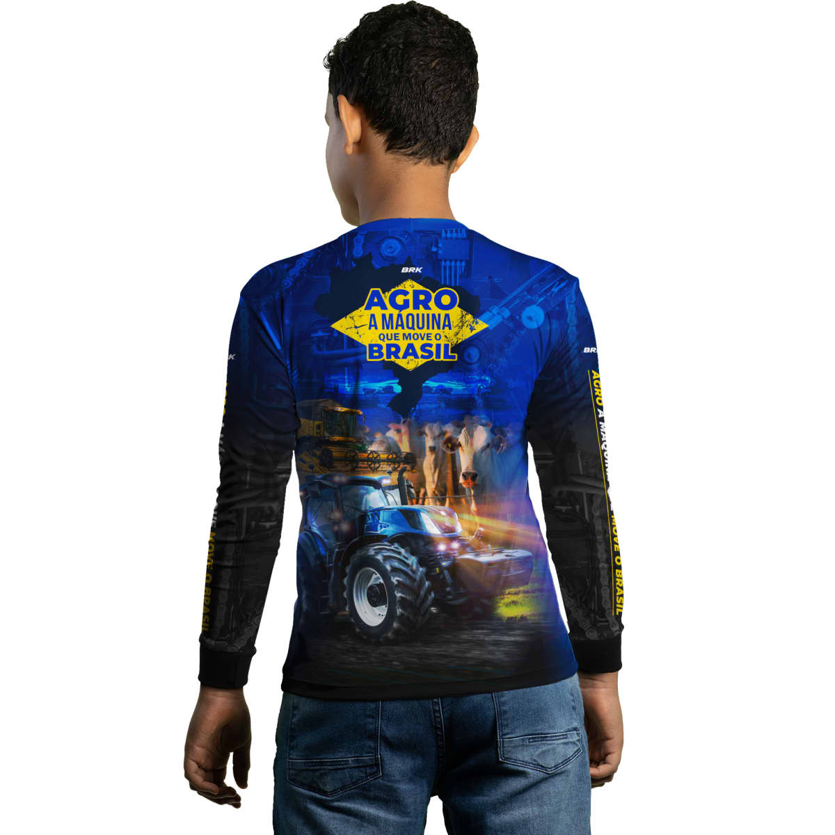 Camisa Agro Brk Azul Máquina que Move o Brasil com Proteção Solar UV50+