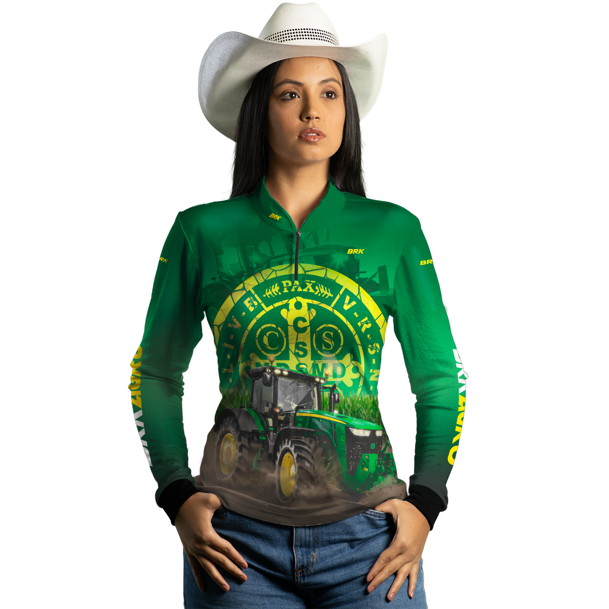 Camisa Agro Brk Trator São Bento Verde com Proteção Solar UV50+ - Brk Agro