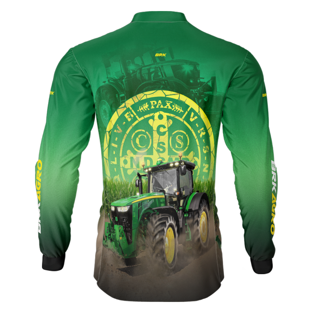 Camisa Agro Brk Trator São Bento Verde com Proteção Solar UV50+ - Brk Agro
