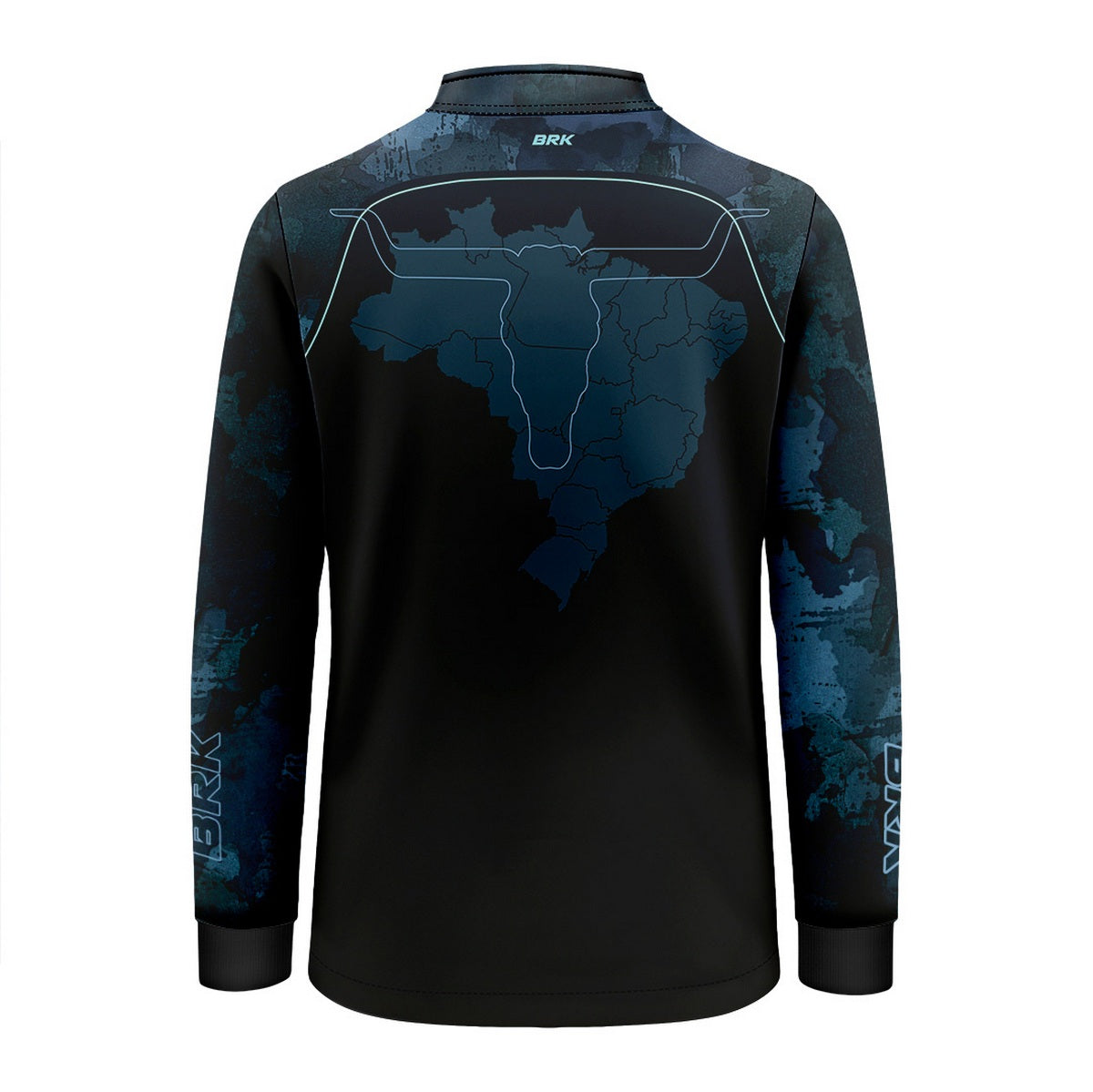 Camisa Agro Infantil Brk Camo Long Horn Brasil Azul com Proteção Solar UV50+