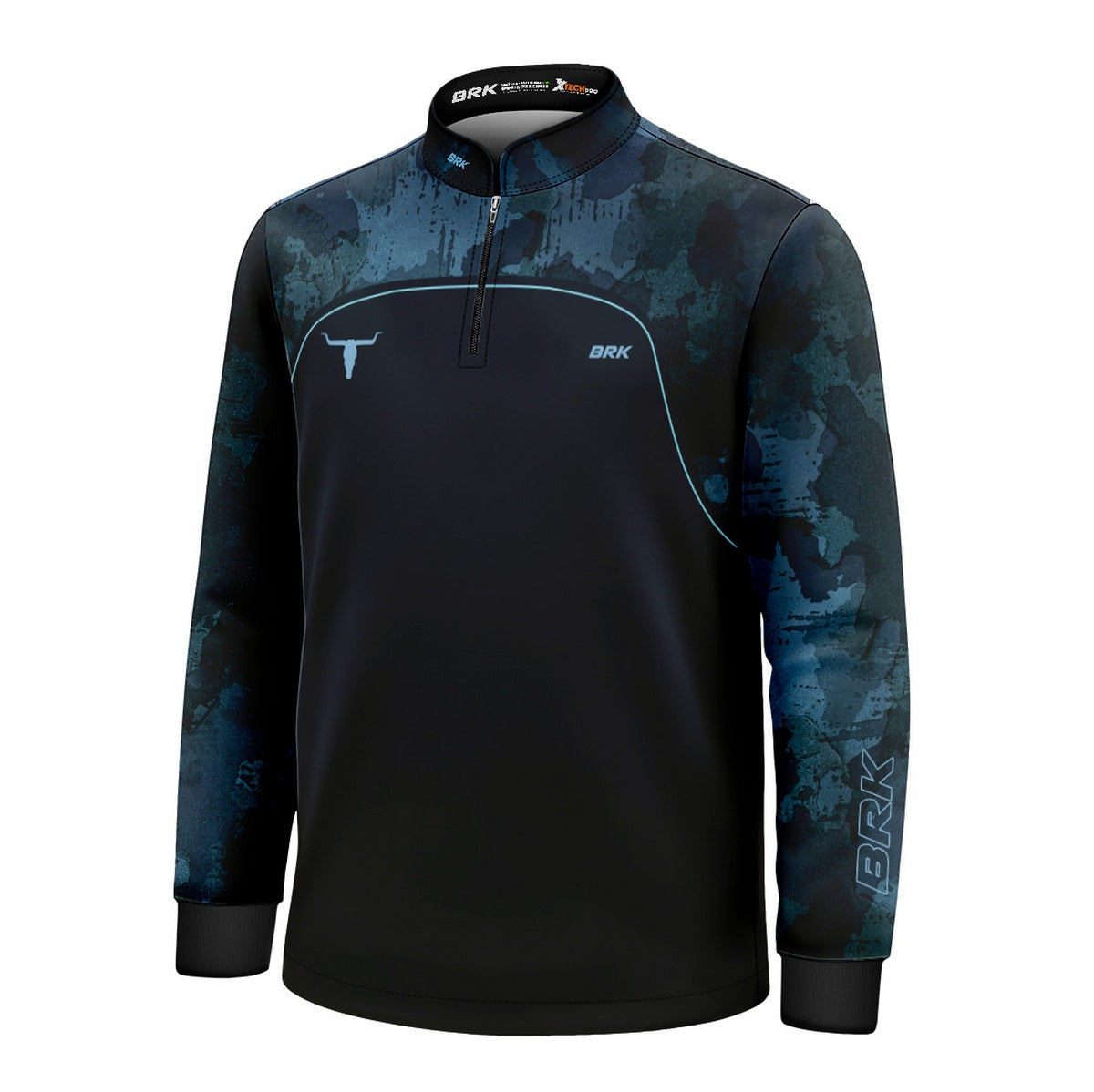 Camisa Agro Infantil Brk Camo Long Horn Brasil Azul com Proteção Solar UV50+