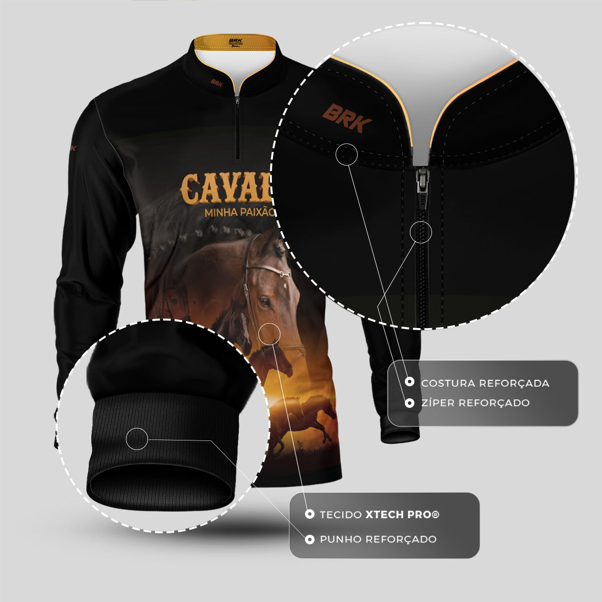 Camisa Agro Brk Eu Sou do Agro Cavalos Minha Paixão 2 com Proteção UV50