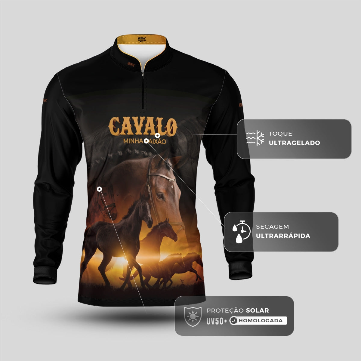 Camisa Agro Brk Eu Sou do Agro Cavalos Minha Paixão 2 com Proteção UV50