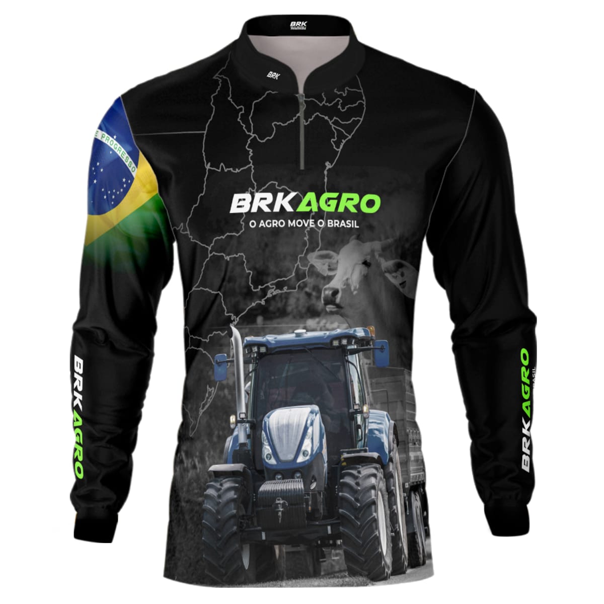 Camisa Agro Brk O Agro Move o Brasil com Proteção Solar UV50+ Envio Imediato