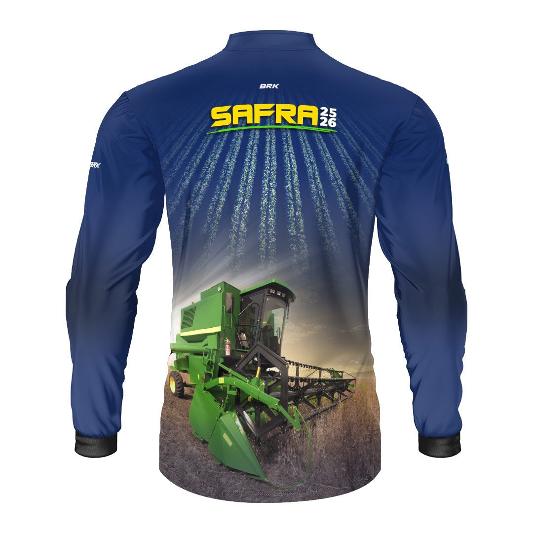 Camisa Agro Brk Safra Colhe Soja Azul com Proteção Solar UV50+