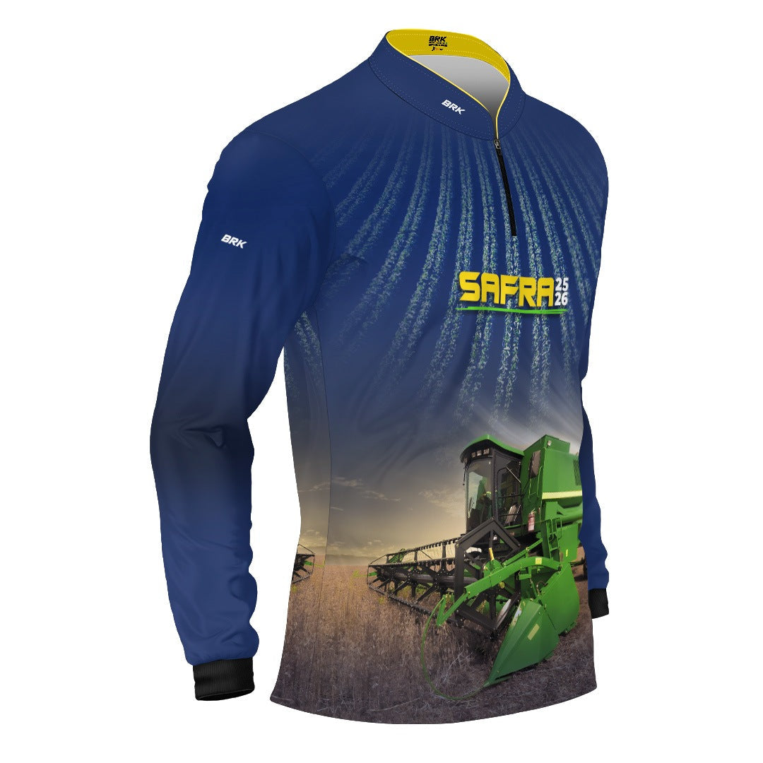 Camisa Agro Brk Safra Colhe Soja Azul com Proteção Solar UV50+