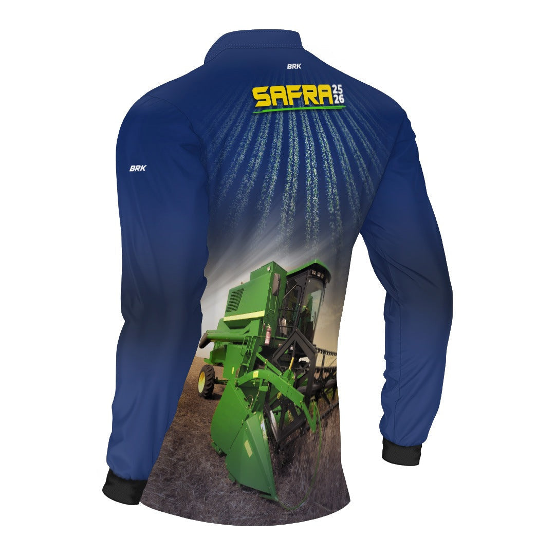 Camisa Agro Brk Safra Colhe Soja Azul com Proteção Solar UV50+