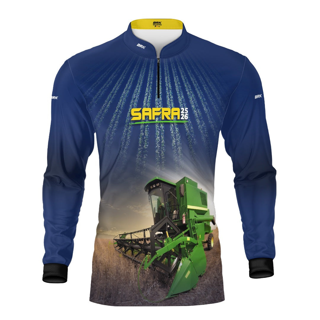 Camisa Agro Brk Safra Colhe Soja Azul com Proteção Solar UV50+
