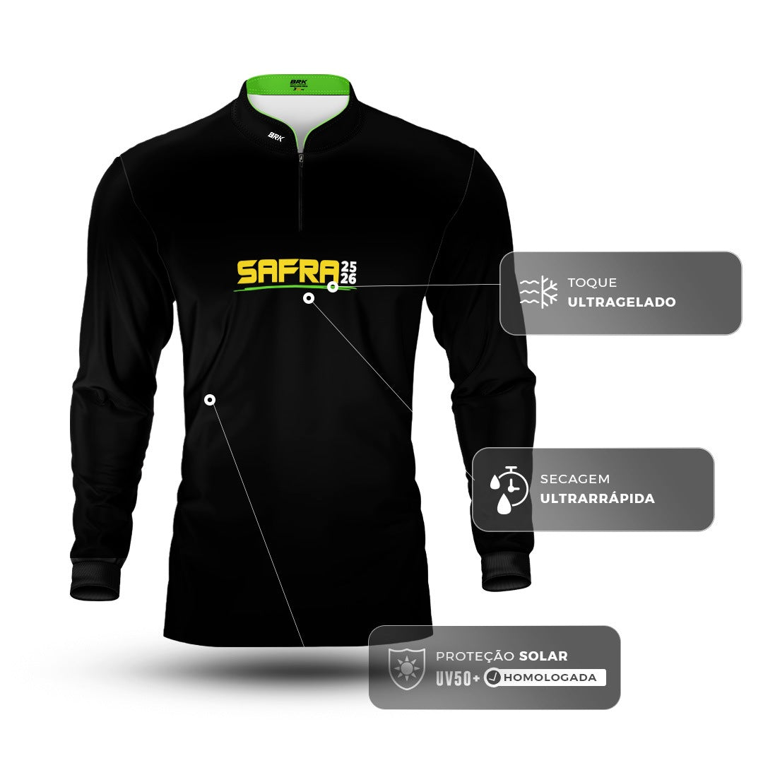 Camisa Agro Brk Safra Essencial Preto com Proteção Solar UV50+
