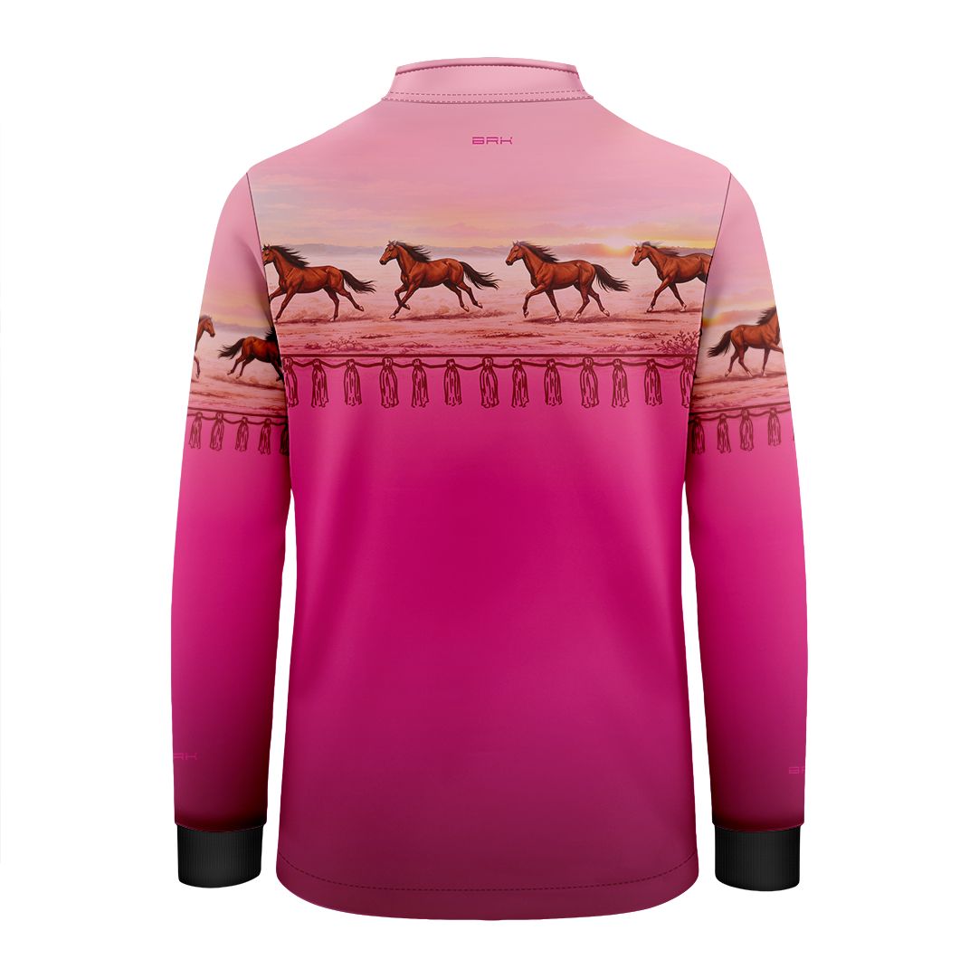 Camisa Agro Infantil BRK Wild horse Degradê Rosa com Proteção Solar UV50+ - Brk Agro