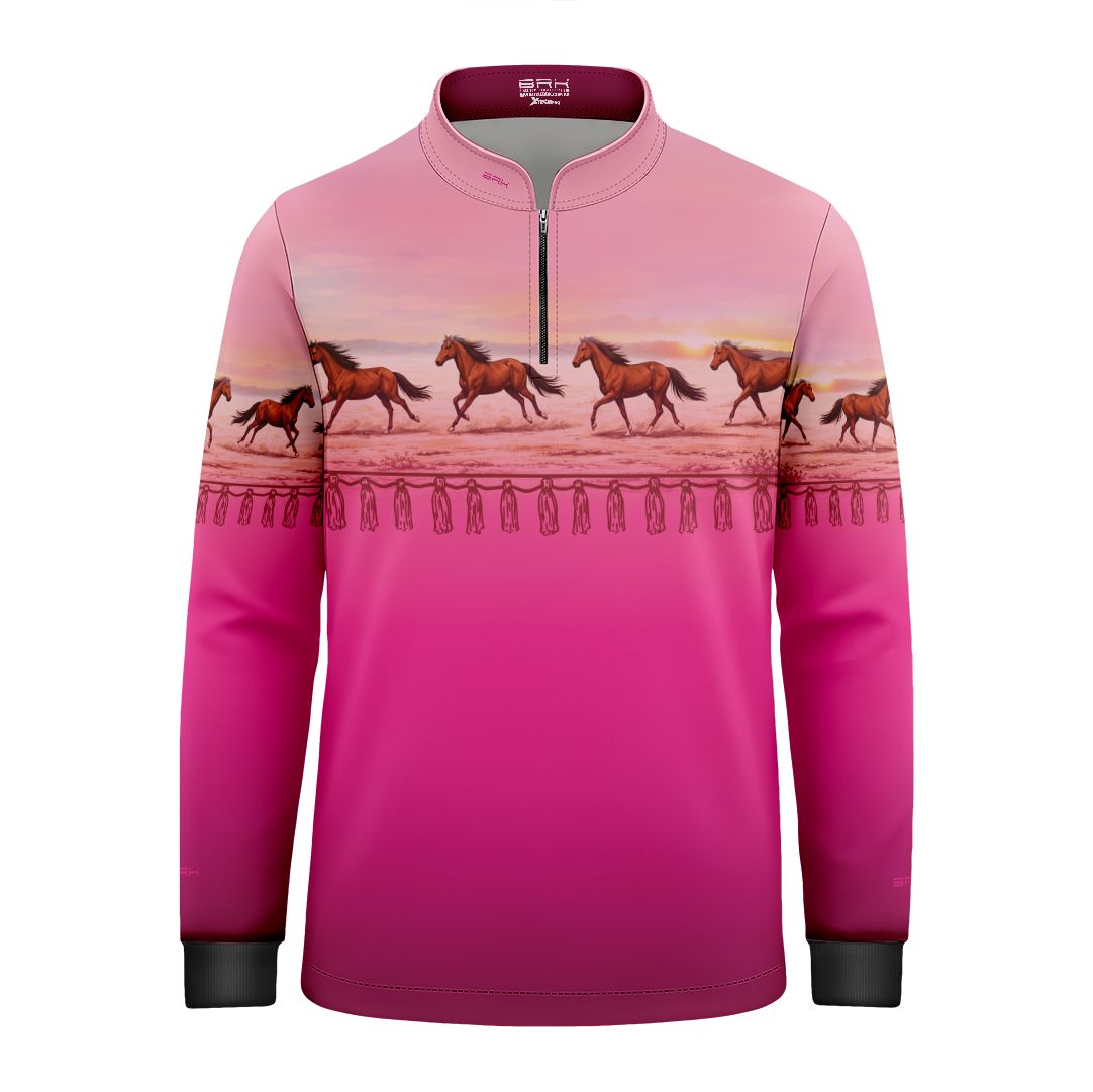 Camisa Agro Infantil BRK Wild horse Degradê Rosa com Proteção Solar UV50+ - Brk Agro