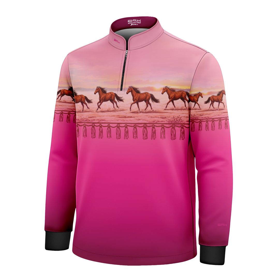 Camisa Agro Infantil BRK Wild horse Degradê Rosa com Proteção Solar UV50+ - Brk Agro