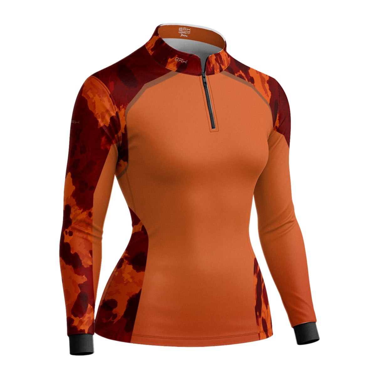 Camisa Agro Feminina BRK Pecuária Orange Print com Proteção Solar UV50+ - Brk Agro