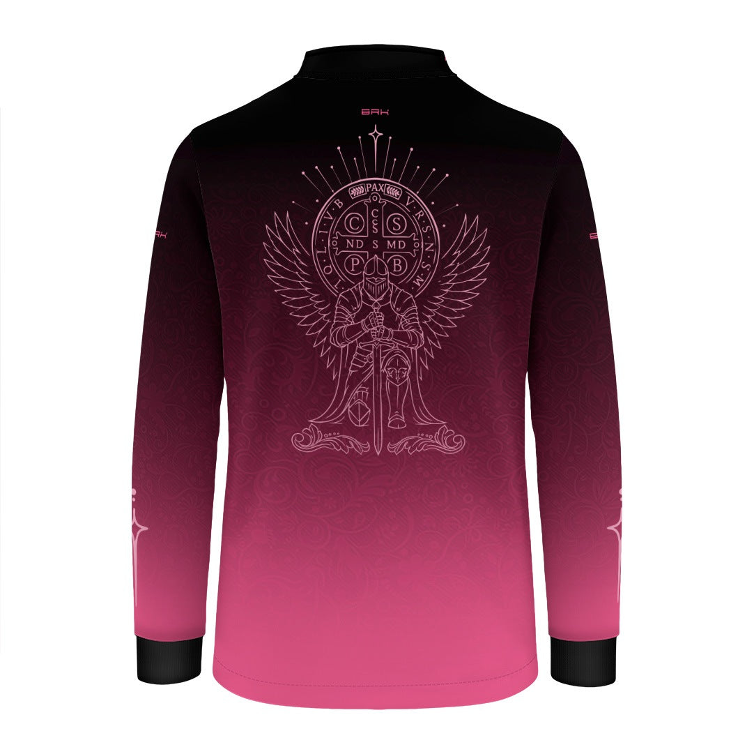 Camisa Agro Infantil Brk São Bento Preto e Rosa com Proteção UV50+