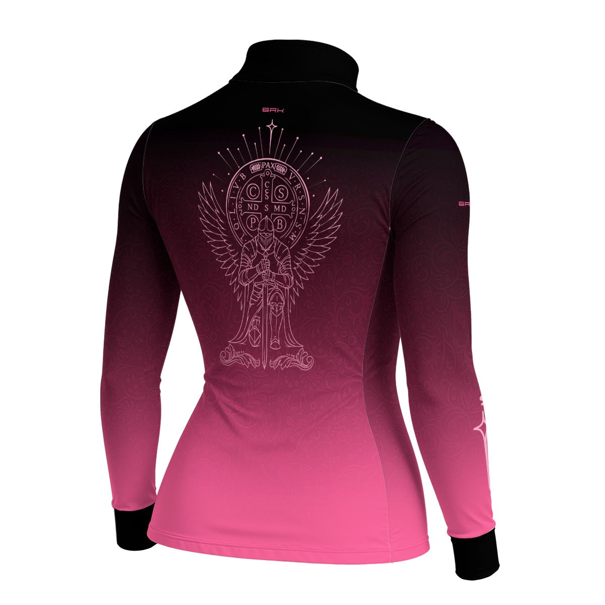 Camisa Agro Feminina Brk São Bento Preto e Rosa com Proteção UV50+