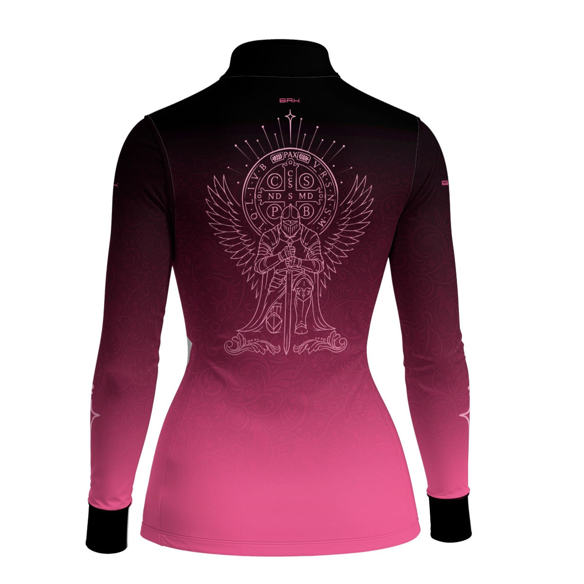Camisa Agro Feminina Brk São Bento Preto e Rosa com Proteção UV50+