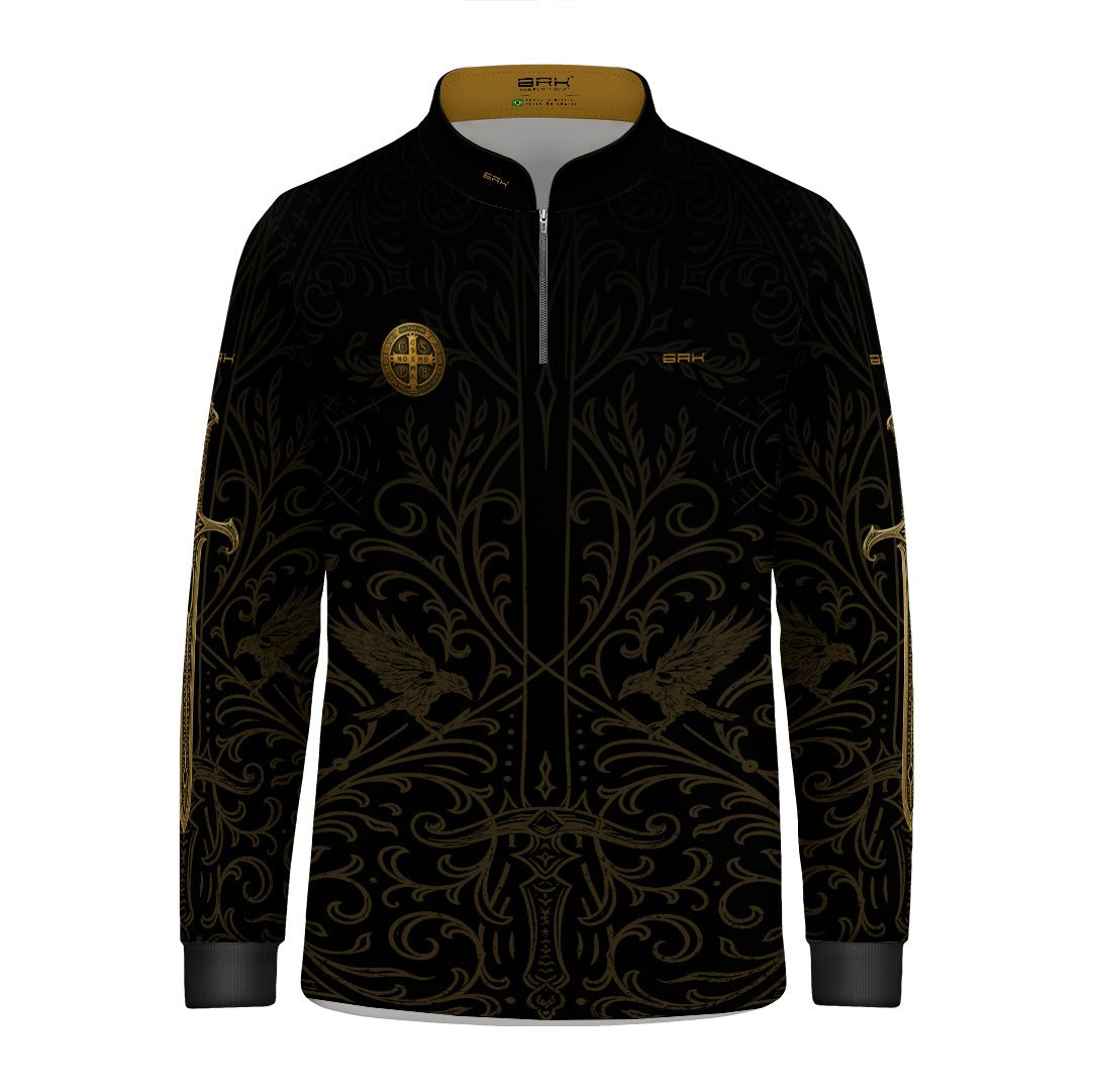 Camisa Agro Infantil Brk São Bento Medalhão Preto com Proteção UV50+