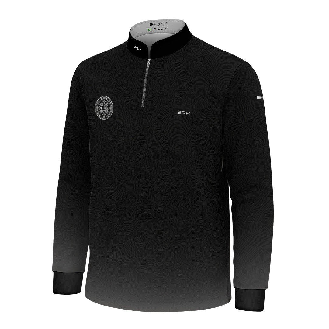 Camisa Agro Infantil Brk São Bento Preto e Cinza com Proteção UV50+