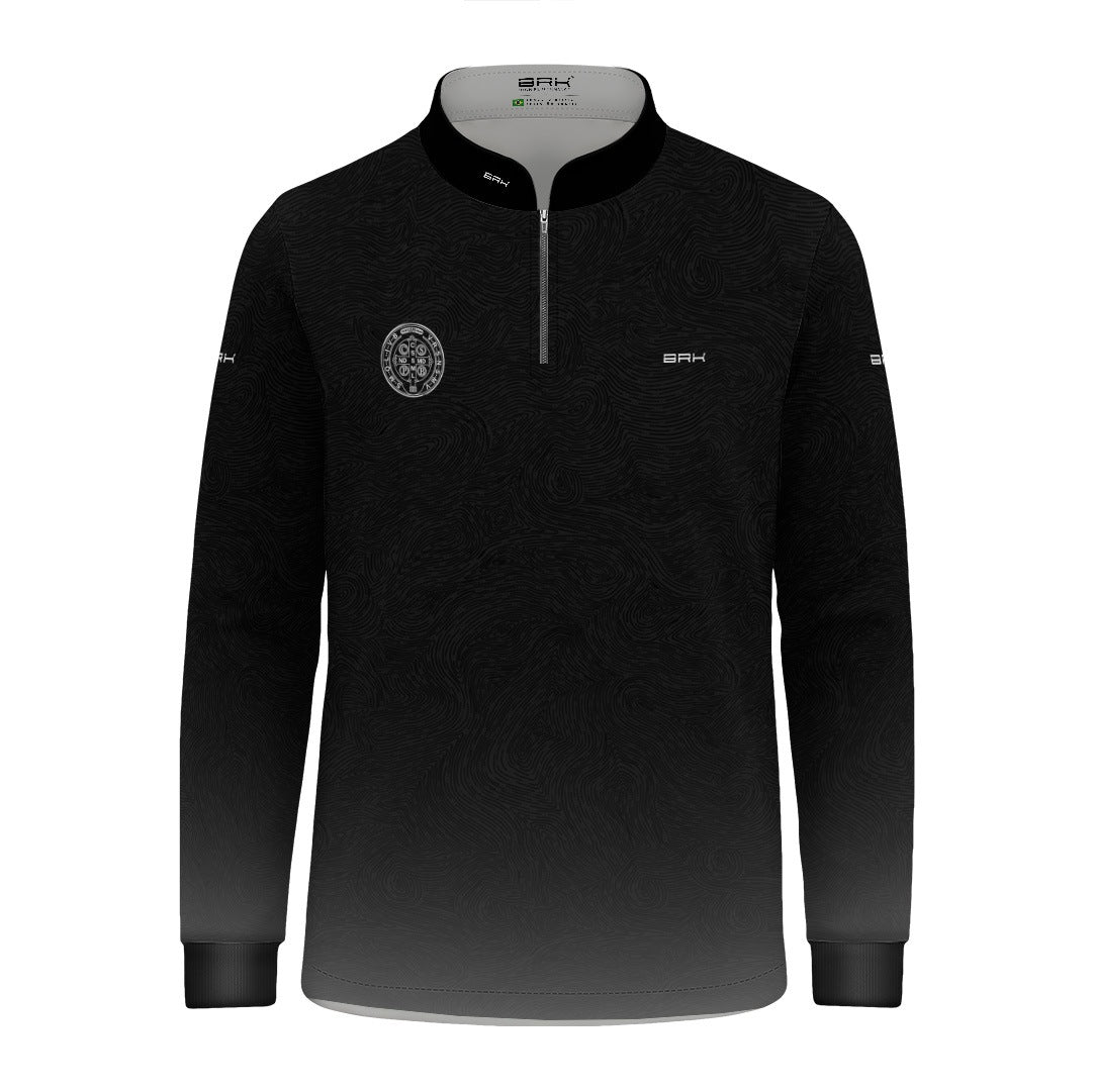 Camisa Agro Infantil Brk São Bento Preto e Cinza com Proteção UV50+