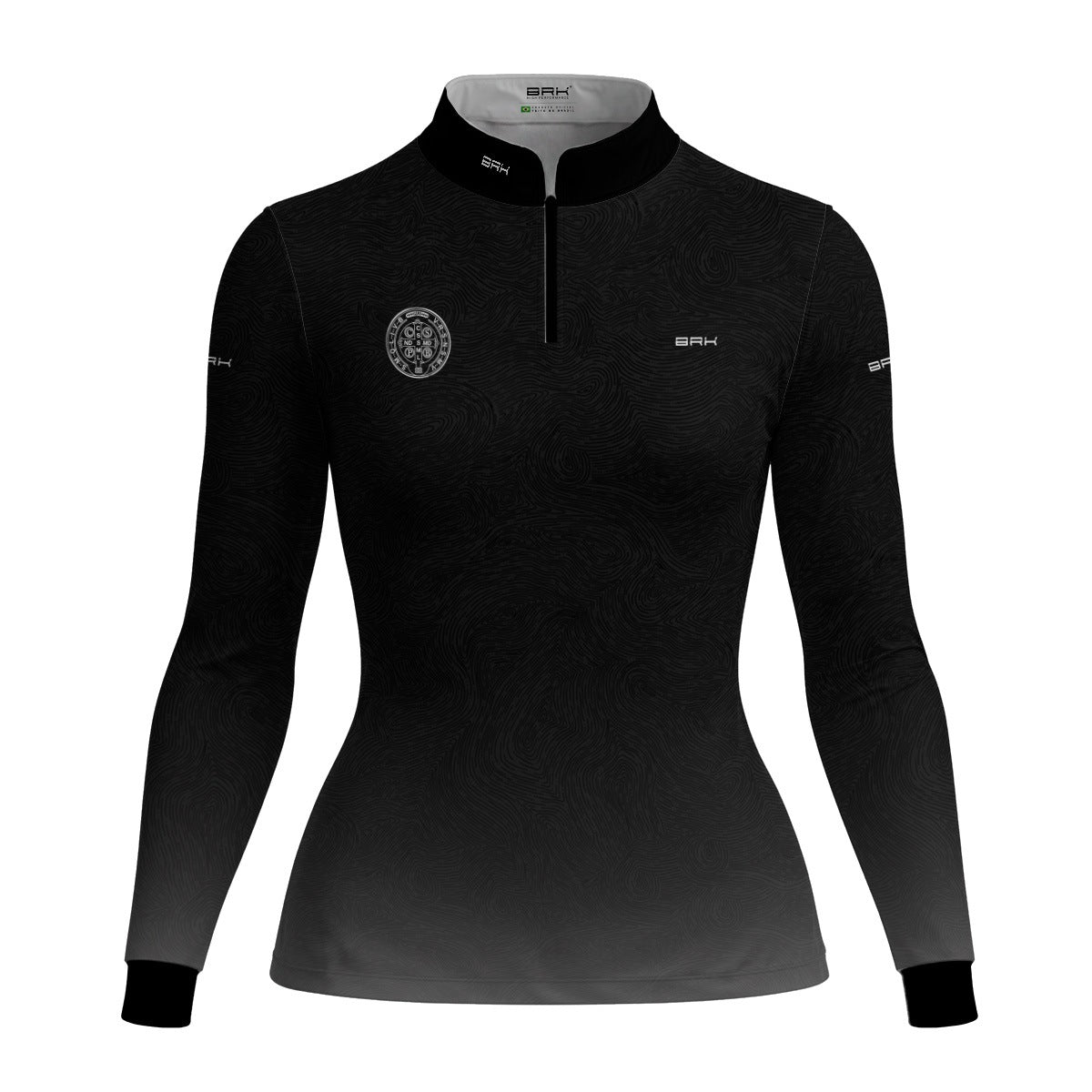 Camisa Agro Feminina Brk São Bento Preto e Cinza com Proteção UV50+