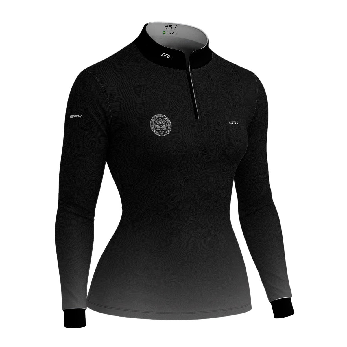Camisa Agro Feminina Brk São Bento Preto e Cinza com Proteção UV50+