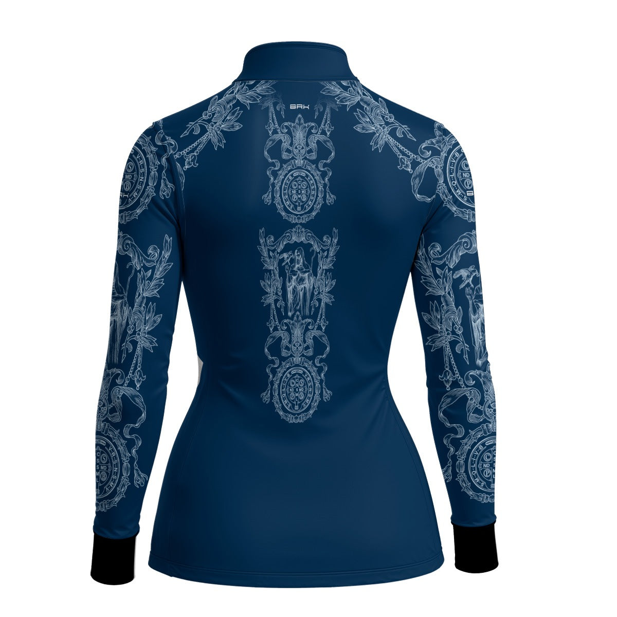 Camisa Agro Feminina Brk São Bento Azul Detalhes em Branco com Proteção UV50+