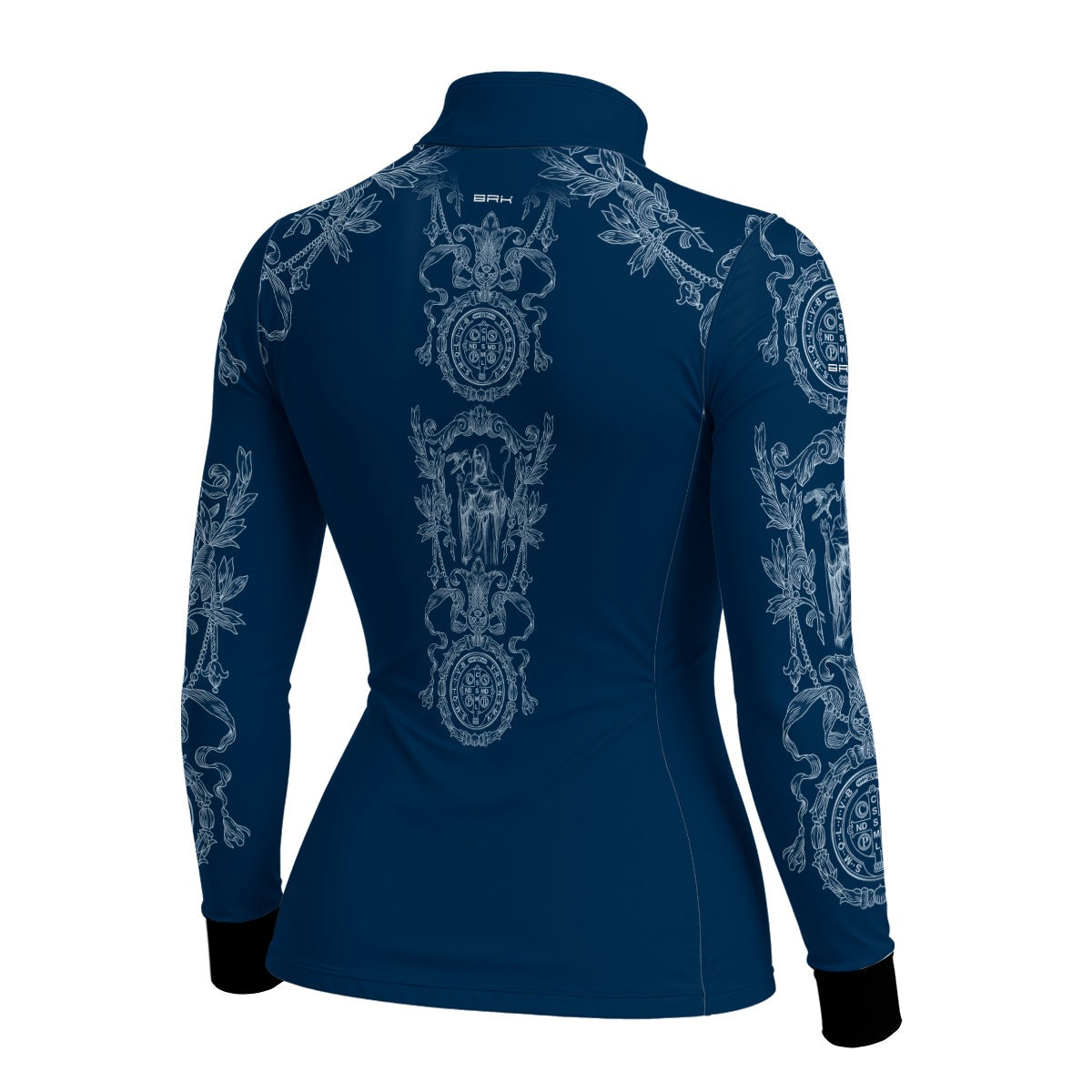 Camisa Agro Feminina Brk São Bento Azul Detalhes em Branco com Proteção UV50+