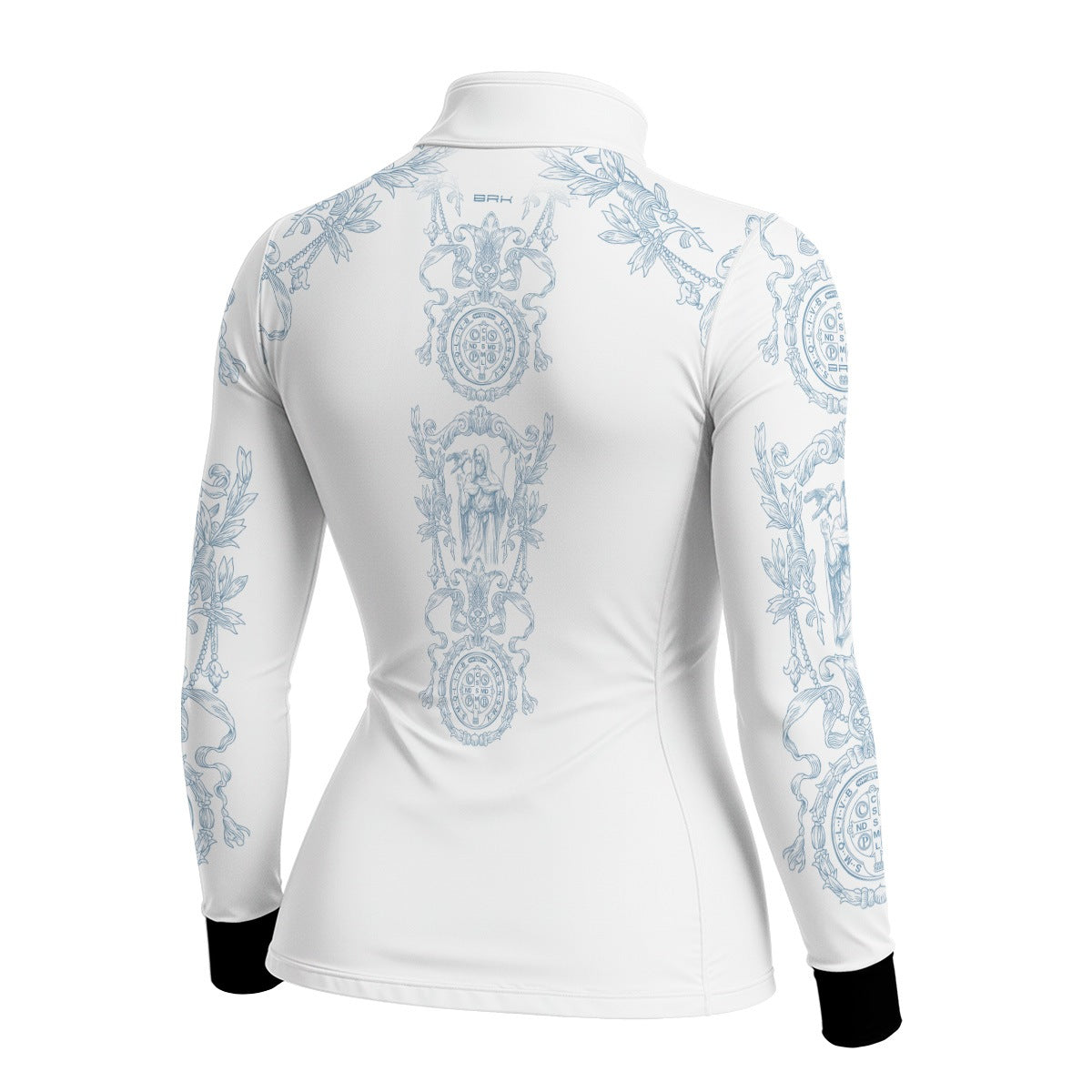 Camisa Agro Feminina Brk São Bento Branco com Detalhes Azuis com Proteção UV50+