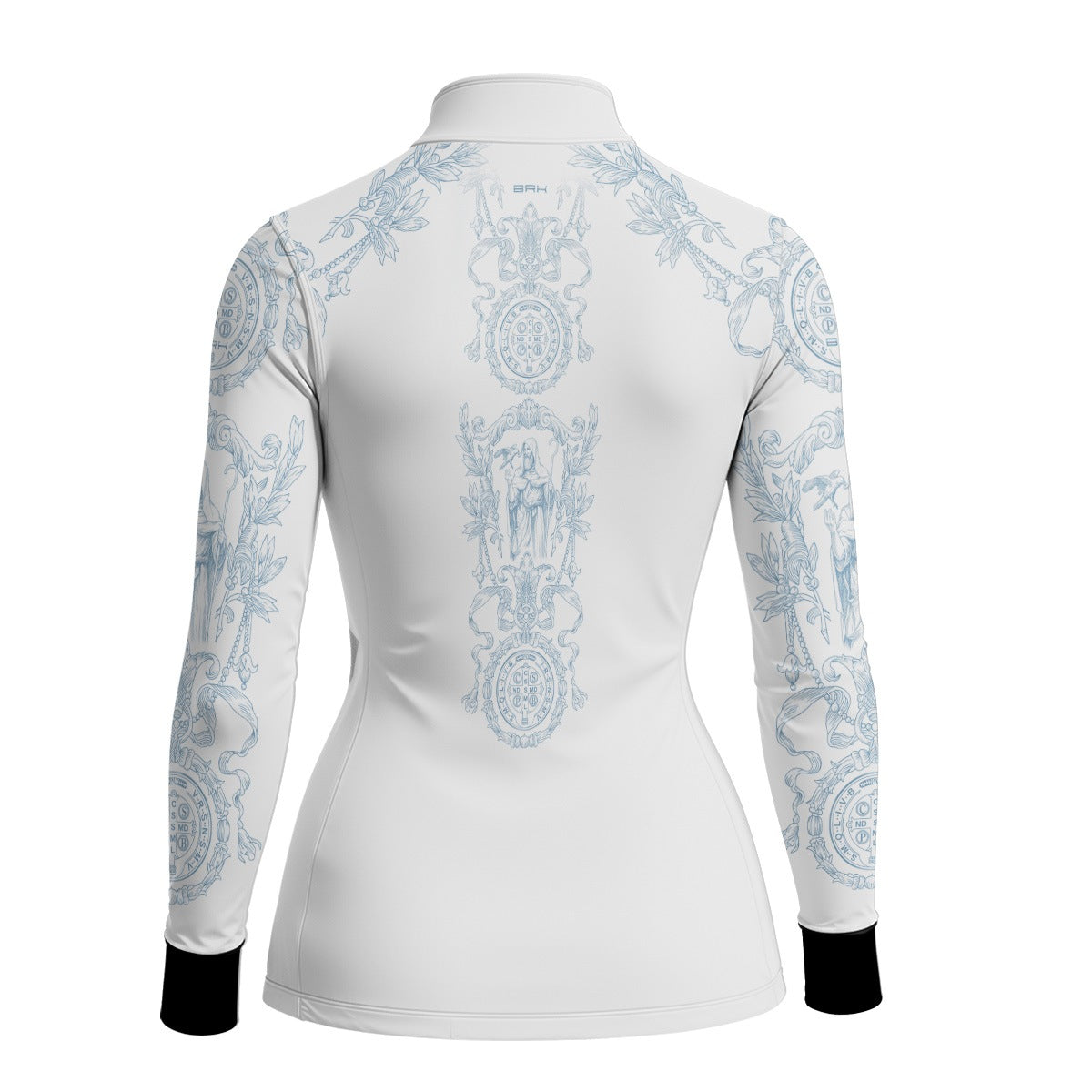 Camisa Agro Feminina Brk São Bento Branco com Detalhes Azuis com Proteção UV50+