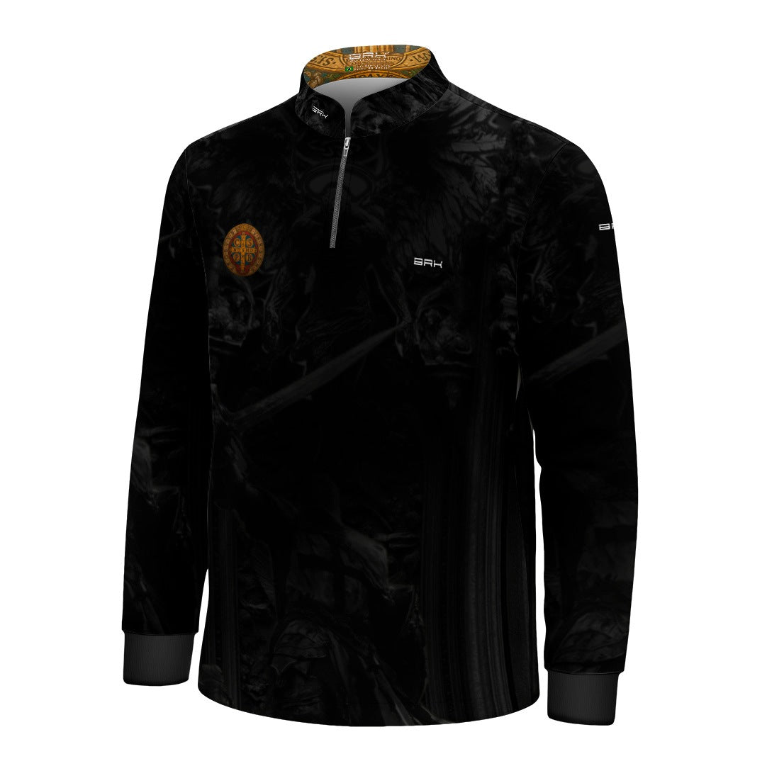 Camisa Agro Infantil Brk São Bento Vitral Preta com Proteção UV50+