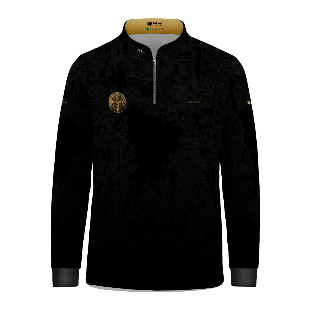 Camisa Agro Infantil Brk São Bento Preta Anjos com Proteção UV50+
