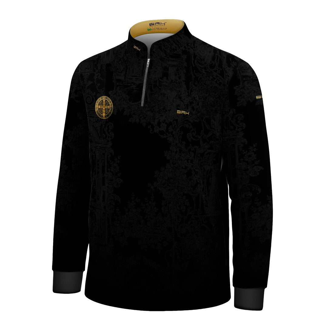 Camisa Agro Infantil Brk São Bento Preta Anjos com Proteção UV50+