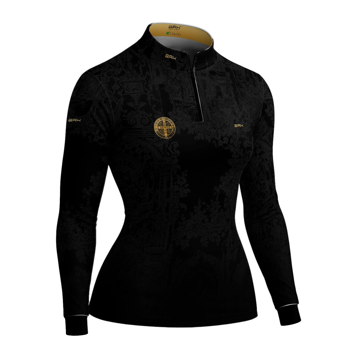 Camisa Agro Feminina Brk São Bento Preta Anjos com Proteção UV50+