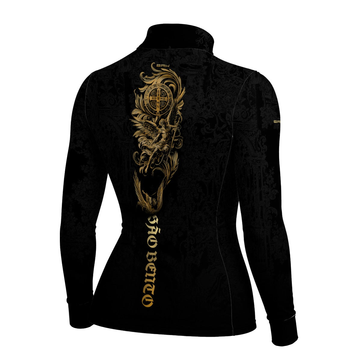Camisa Agro Feminina Brk São Bento Preta Anjos com Proteção UV50+