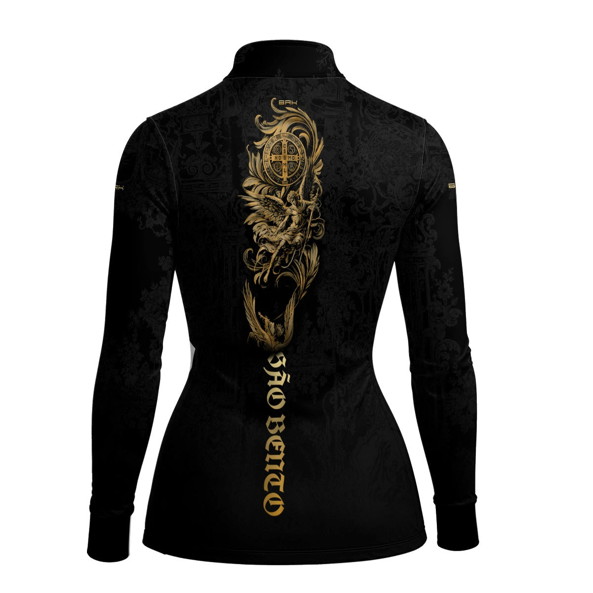 Camisa Agro Feminina Brk São Bento Preta Anjos com Proteção UV50+