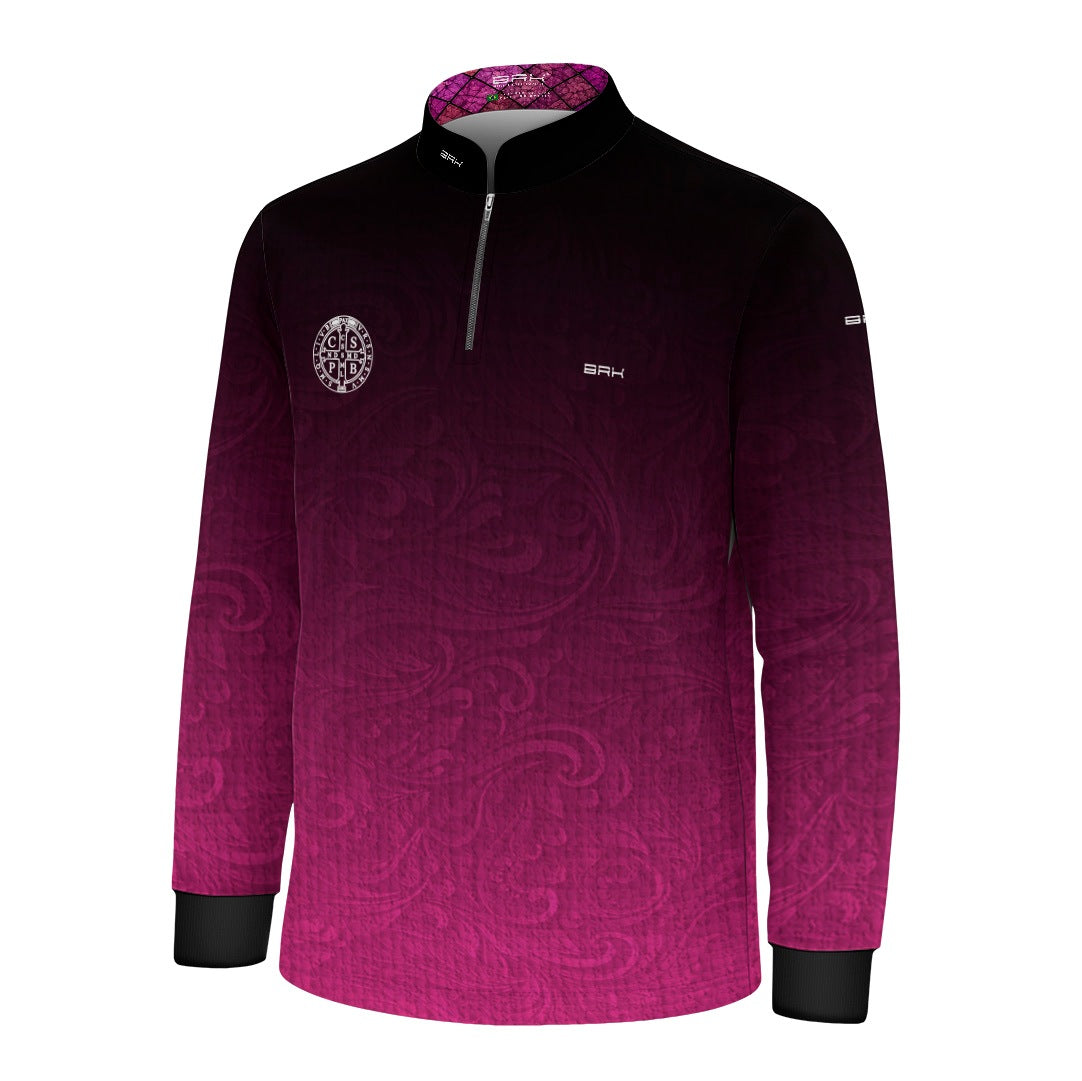 Camisa Agro Infantil Brk São Bento Vitral Rosa com Proteção UV50+