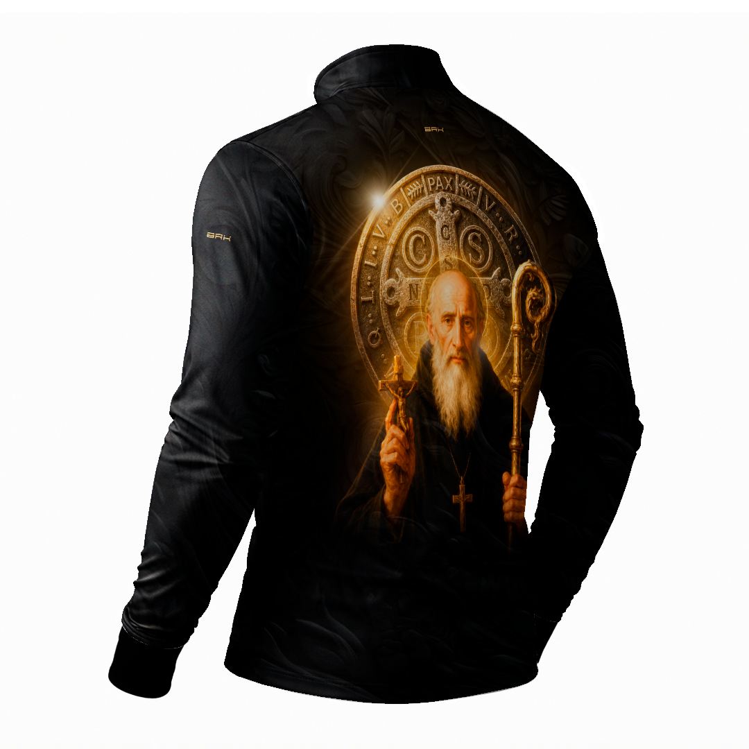Camisa Agro Brk São Bento Preta e Dourada com Proteção UV50+