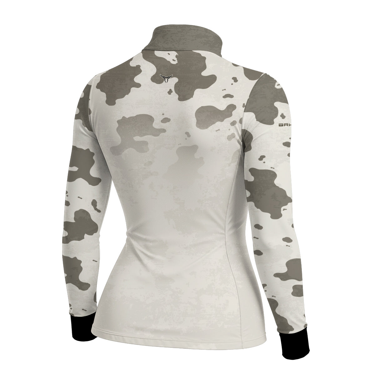 Camisa Agro Feminina Brk Camuflado Cow Print Areia com Proteção Solar UV50+