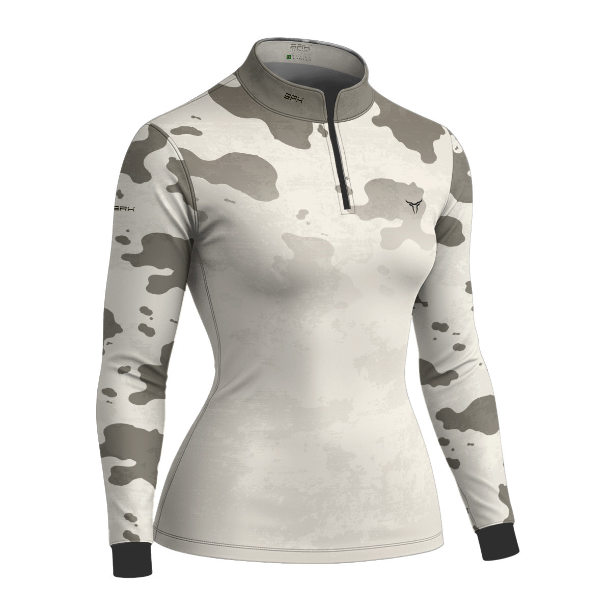 Camisa Agro Feminina Brk Camuflado Cow Print Areia com Proteção Solar UV50+