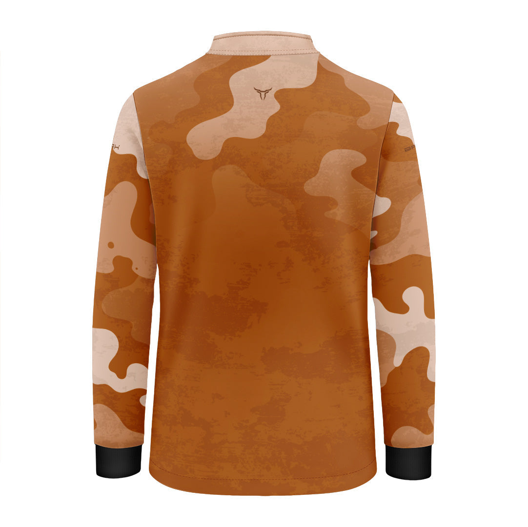 Camisa Agro Infantil Brk Camuflado Cow Print Laranja com Proteção Solar UV50+