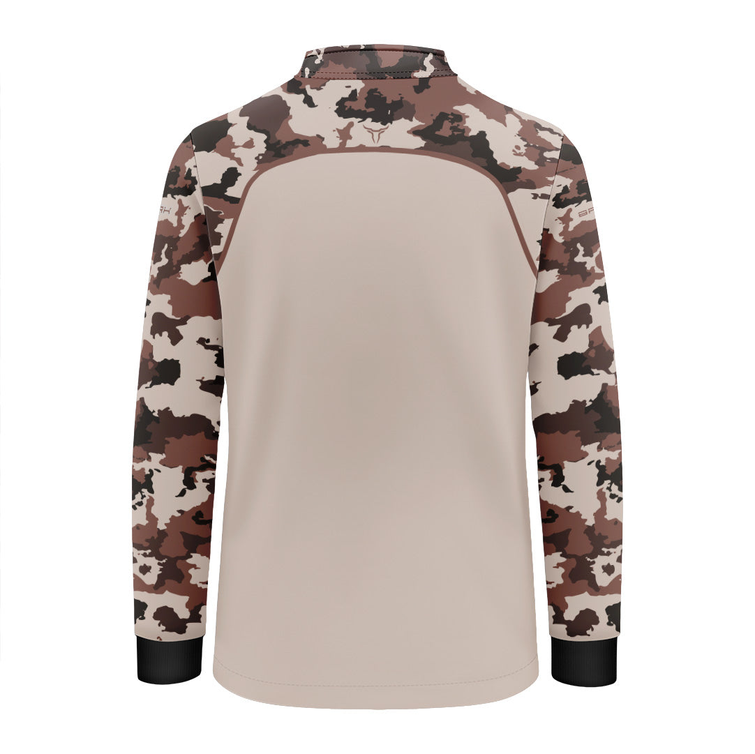 Camisa Agro Infantil Brk Camuflado Cow Print Creme com Proteção Solar UV50+