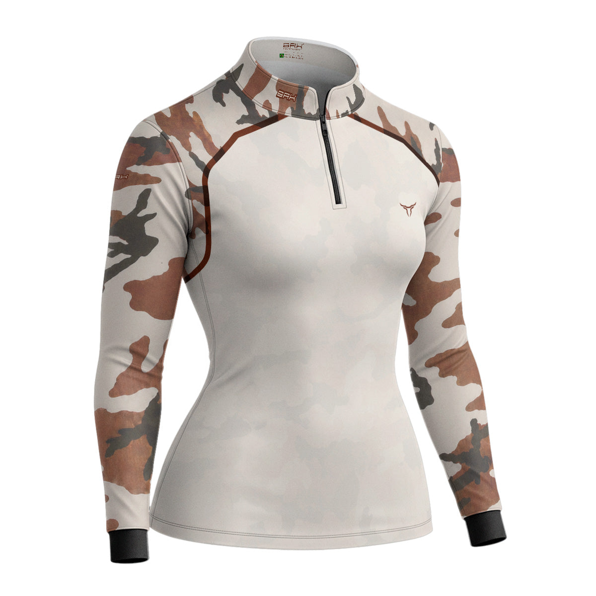 Camisa Agro Feminina Brk Camuflado Cow Print Creme Claro com Proteção Solar UV50+