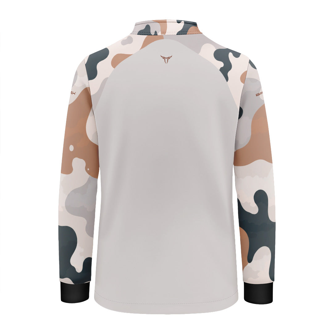 Camisa Agro Infantil Brk Camuflado Cow Print Cinza com Proteção Solar UV50+