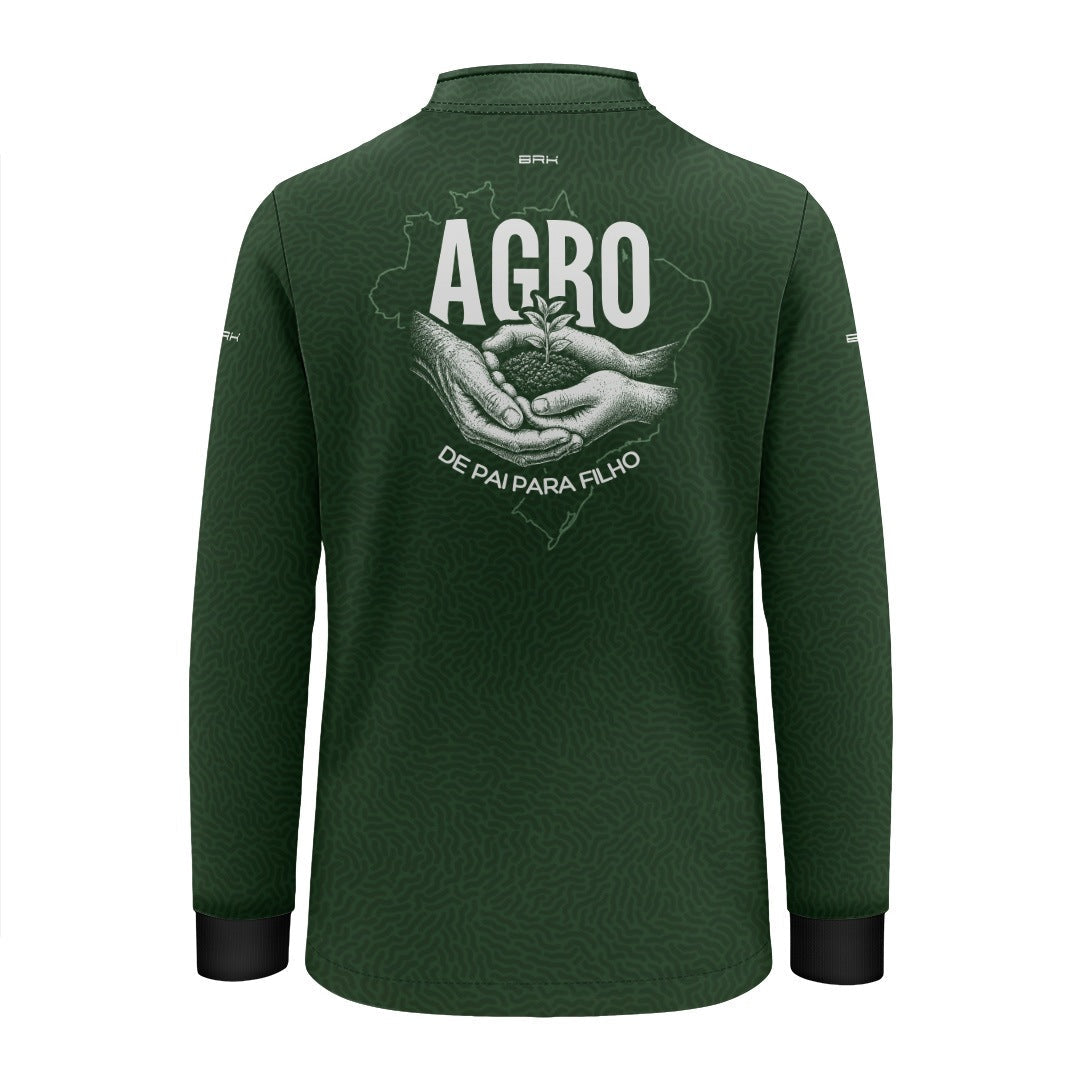 Camisa Infantil Dia dos Pais Agro de Pai Verde para Filho com UV50
